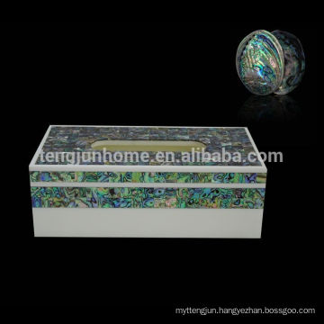 Abalone Shell Decorate Tissue Box in Rectangle Shape